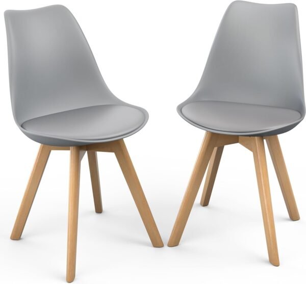 Mid-Century Modern Lounge Chair Set of 2 - High Back Rest, Soft Padded Seats & Solid Wood Legs - Dining, Living Room, Kitchen - DSW Shell Tulip Chair - White