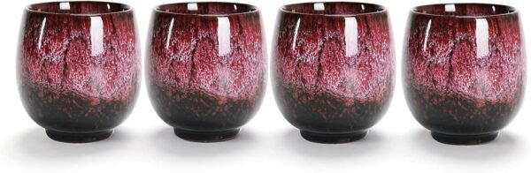 Jianzhan Ceramic Teacup, Kung Fu Tea Set, Coffee cup，Yerba Mate Set - Ceramic Mate CupSet of 4 (green)