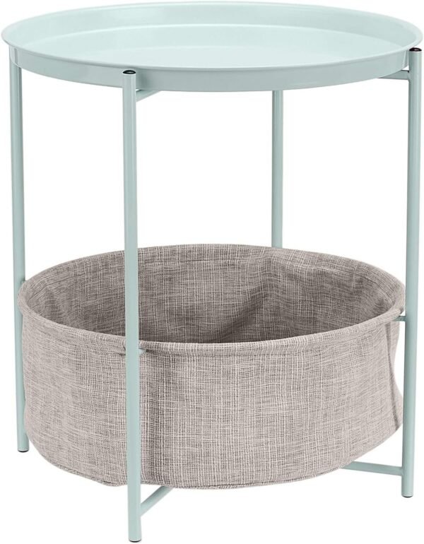 71wV7TCCofL._AC_SL1500.jpg Amazon Basics Round Storage End Table, Side Table with Cloth Basket, Charcoal/Heather Gray, 17.7 x 17.7 x 18.9 in