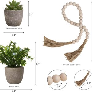 Set of 8 Farmhouse Tiered Tray Decor with 1 Artificial Succulent Plant & 1 Artificial Plant for Rustic Home Sweet Home Kitchen Decor Tier Tray Decor Set