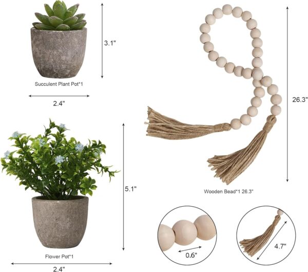 Set of 8 Farmhouse Tiered Tray Decor with 1 Artificial Succulent Plant & 1 Artificial Plant for Rustic Home Sweet Home Kitchen Decor Tier Tray Decor Set