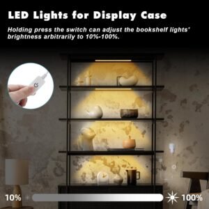 71wwMZhYexL._AC_SL1500.jpg 4PCS x 12inch Display Cabinet Lights Warm White, Dimmable LED Shelf Lighting with Memory Function, Bookshelf Lighting, LED Lights for Display Case/Pantry/Closet/Safe, 3000K