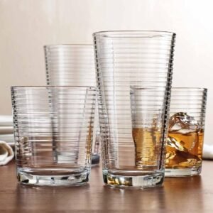 Glaver's Drinking Glasses 16 Piece Set, 8-17 Oz. Highball Glasses, 8-13 Oz. Whiskey Rocks, Ideal for Water, Juice, Cocktails, and Iced Tea. Dishwasher safe