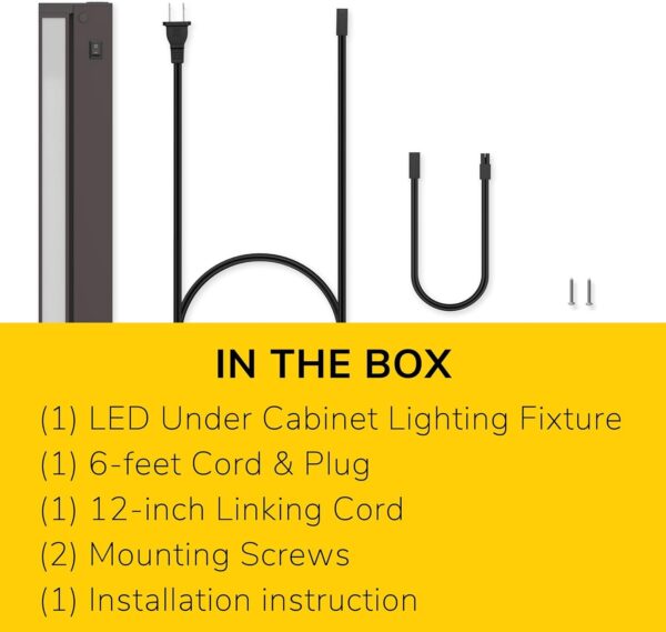 GETINLIGHT Inlight 16-inch Swivel LED Under Cabinet Lighting, 2 Color Levels, 2700K/4000K, Dimmable with Wall Dimmers, Plugged-in Only, Bronze Finished, IN-0109-4-BZ
