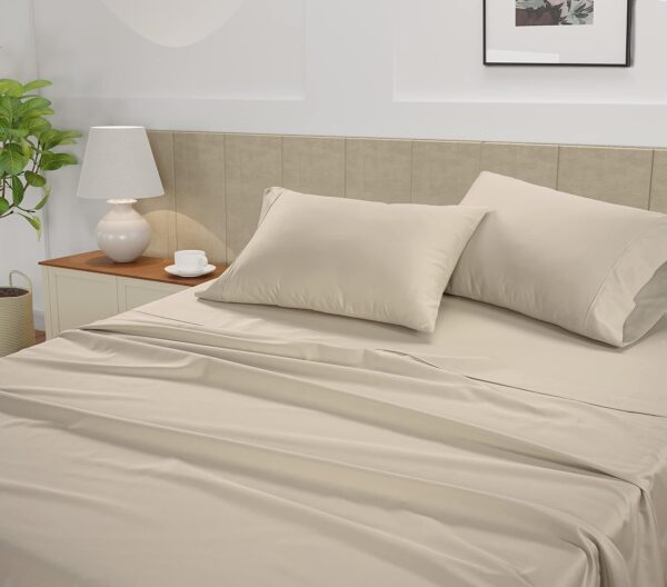 LANE LINEN Queen Sheet Set, 4 Pc Queen Size Sheets Set, 450 Thread Count 100% Cotton Sheets, Cooling Sheets Queen Size, Soft and Breathable Bed Sheets Queen, Deep Pocket Queen Sheets - Ivory