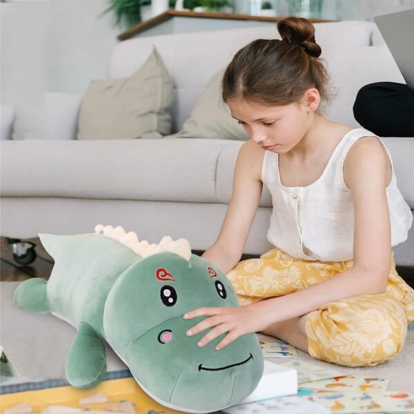 Dinosaur Plush Toy Pillow,Cute Dinosaur Stuffed Animals Doll,Soft Lumbar Back Cushion Big Dinosaur Plushies Stuffed Toy Cute Pillows,Great Gift for Kids Birthday,Valentine (Green,31.4in)