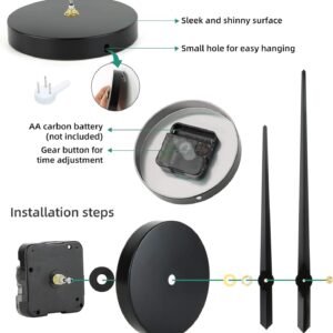 VREAONE Frameless DIY Wall Clock,Large Modern 3D Mirror Sticker kit for Home Living Room Bedroom Office Wall Decorations(Black)