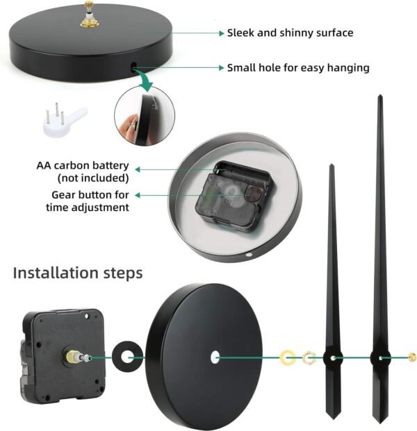 VREAONE Frameless DIY Wall Clock,Large Modern 3D Mirror Sticker kit for Home Living Room Bedroom Office Wall Decorations(Black)