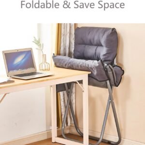 Modern Lazy Chair with Ottoman, Adjustable Lazy Chaise Lounge with Side Pocket Folding Lounge Reclining Sofa Chair with Armrest for Bedroom Living Room Balcony, Grey