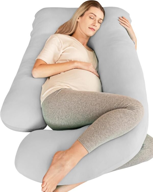 71zCCDGb_sL._AC_SL1500.jpg Cute Castle Pregnancy Pillows, Soft U-Shape Maternity Pillow with Removable Cover - Full Body Pillows for Adults Sleeping - Pregnancy Must Haves - Jumbo 57 Inch - Grey