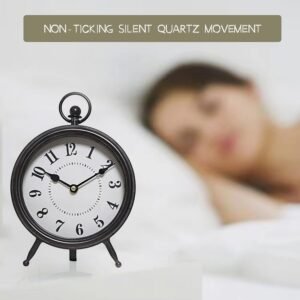 71zIN0LcB2L._AC_SL1500.jpg Vintage Black Table Clock on Stand, Decorative Desk and Shelf Clock, Rustic Mantel Clock Farmhouse Clock Non-Ticking