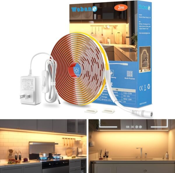 71zJG0xQyoL._AC_SL1500.jpg WOBANE LED Cabinet Lights, 4 PCS 20inch LED Strip Lights Kit, Under Counter Lighting for Kitchen, Under Desk, Shelf, Display Case,Furniture, 120 LEDs, 1200 Lumen, 4000K Natural White
