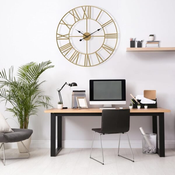 Sorbus Large Wall Clock for Living Room Decor, (40CM) 16 Inch Wall Clock Decorative, Metal Analog Roman Numeral Wall Clock Modern Wall Clocks - Large Clock Home Decor (Gold)