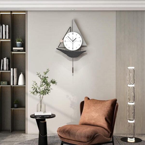 810Lkg0w8bL._AC_SL1500.jpg Decorative Wall Clock for Living Room Decor Large Modern Wall Clocks with Pendulum Battery Operated for Bedroom Office Kitchen Home Black Wood Silent Wall Clock Non Ticking 11.8 * 19.7"