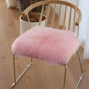 Single Sofa Recliner Chair Cover Soft Fluffy Faux Fur Sheepskin Carpet Cushion Pad for Living Room, Bedroom, Study Room, Pink