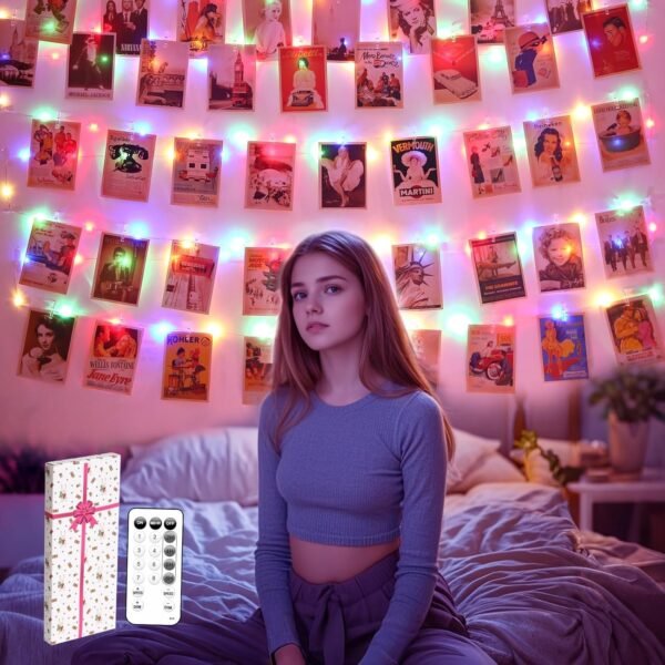 811MpZRN_jL._AC_SL1500.jpg 120 LED Photo Clips String Light with Remote, 40FT Fairy Lights with 52 Clear Picture Clips, Timer & 8 Modes USB Powered Copper Wire Lights for Dorm, Bedroom, Christmas, Party (Warm White)