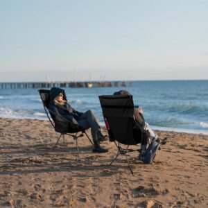 TOBTOS High Back Camping Chair, Lightweight Camping Chair with Headrest, Stable Portable Folding Chair for Outdoor Camp, Hiking, Backpacking(Black)