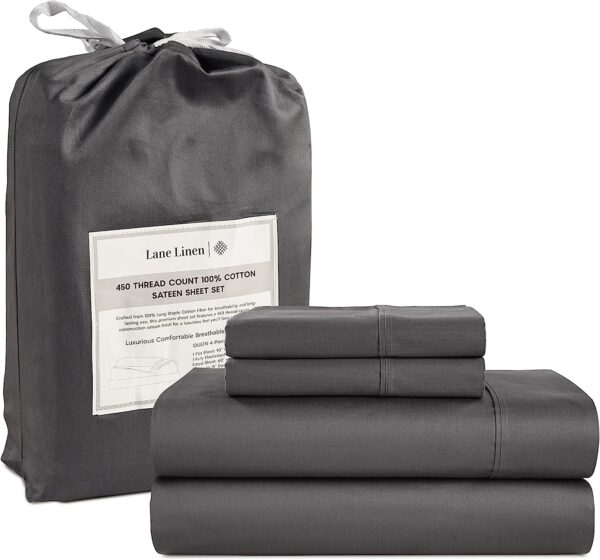 LANE LINEN Queen Sheet Set, 4 Pc Queen Size Sheets Set, 450 Thread Count 100% Cotton Sheets, Cooling Sheets Queen Size, Soft and Breathable Bed Sheets Queen, Deep Pocket Queen Sheets - Ivory