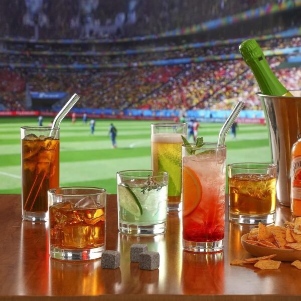 812XmxS70DL._AC_SL1500.jpg 12-Pack 12oz Glass Cups with Straws, Drinkware Glasses Set for Water, Coffee, Cocktails