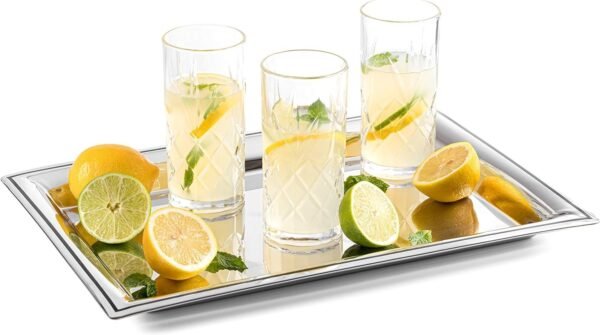 Royalty Art Kinsley Tall Highball Glasses Set of 8, 12 Ounce Cups, Textured Designer Glassware for Drinking Water, Beer, or Soda, Trendy and Elegant Dishware, Dishwasher Safe (Hiball)