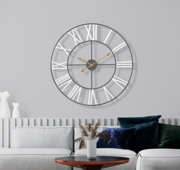 Sorbus Large Wall Clock for Living Room Decor, (40CM) 16 Inch Wall Clock Decorative, Metal Analog Roman Numeral Wall Clock Modern Wall Clocks - Large Clock Home Decor (Gold)