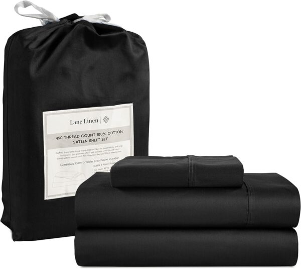 LANE LINEN Queen Sheet Set, 4 Pc Queen Size Sheets Set, 450 Thread Count 100% Cotton Sheets, Cooling Sheets Queen Size, Soft and Breathable Bed Sheets Queen, Deep Pocket Queen Sheets - Ivory