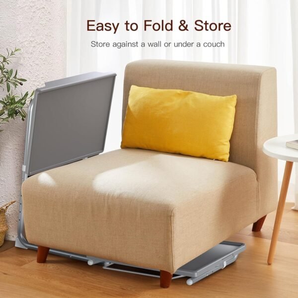 Adjustable TV Tray Table - TV Dinner Tray on Bed & Sofa, Comfortable Folding Table with 6 Height & 3 Tilt Angle Adjustments (Gray)