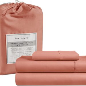 LANE LINEN Queen Sheet Set, 4 Pc Queen Size Sheets Set, 450 Thread Count 100% Cotton Sheets, Cooling Sheets Queen Size, Soft and Breathable Bed Sheets Queen, Deep Pocket Queen Sheets - Ivory