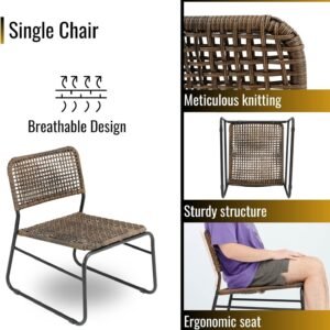 Outdoor Bistro Furniture, 3 Piece Patio Set, PE Rattan Wicker Chairs & Modern Round Table, Conversation Set for Porch, Backyard, Apartment, Balcony, Pool, Weather-Resistant