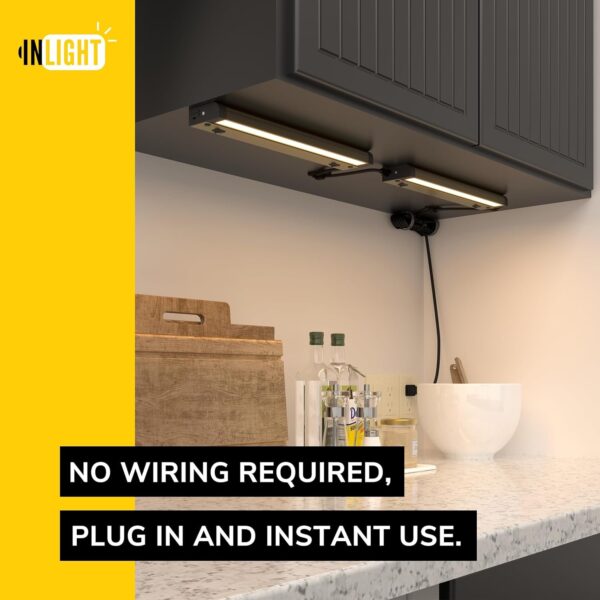 GETINLIGHT Inlight 16-inch Swivel LED Under Cabinet Lighting, 2 Color Levels, 2700K/4000K, Dimmable with Wall Dimmers, Plugged-in Only, Bronze Finished, IN-0109-4-BZ