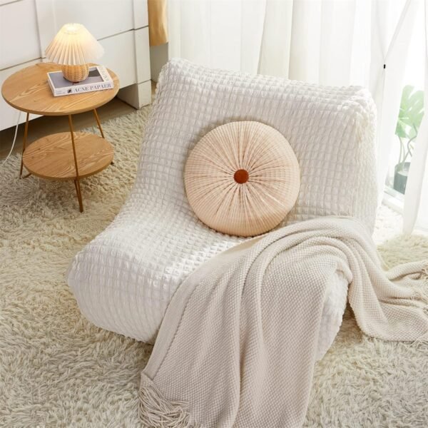 cjc Single Seated Foam Sofa Covers, One Piece 3D High Density Couch Covers, Removable and Machine Washable Covers, Universally Matched with All Floor Sofas On The Market (Seersucker Milky White)