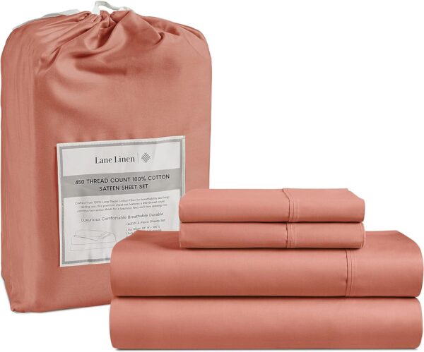 LANE LINEN Queen Sheet Set, 4 Pc Queen Size Sheets Set, 450 Thread Count 100% Cotton Sheets, Cooling Sheets Queen Size, Soft and Breathable Bed Sheets Queen, Deep Pocket Queen Sheets - Ivory