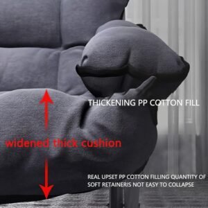 Modern Lazy Chair with Ottoman, Adjustable Lazy Chaise Lounge with Side Pocket Folding Lounge Reclining Sofa Chair with Armrest for Bedroom Living Room Balcony, Grey