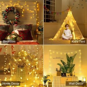 Minetom Crystal Globe String Lights Battery Operated - 17 ft 30 LED Globe Fairy Lights with Remote and 8 Modes, Waterproof for Bedroom Tent Loft Camping Porch Patio Party Wedding Decor, Warm White
