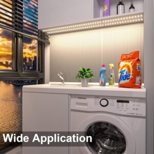 8191aU9Hu_L._AC_SL1500.jpg WOBANE LED Cabinet Lights, 4 PCS 20inch LED Strip Lights Kit, Under Counter Lighting for Kitchen, Under Desk, Shelf, Display Case,Furniture, 120 LEDs, 1200 Lumen, 4000K Natural White