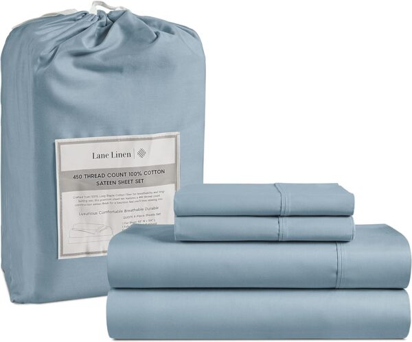 LANE LINEN Queen Sheet Set, 4 Pc Queen Size Sheets Set, 450 Thread Count 100% Cotton Sheets, Cooling Sheets Queen Size, Soft and Breathable Bed Sheets Queen, Deep Pocket Queen Sheets - Ivory