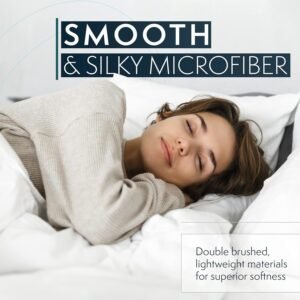 81A4mO-0rSL._AC_SL1500.jpg HC COLLECTION King Size Sheets Set, 4 pc Bed Sheets & Pillowcases Set - Machine Washable for Easy Care - Soft & Breathable All Season Microfiber Sheets with Deep Pockets - White