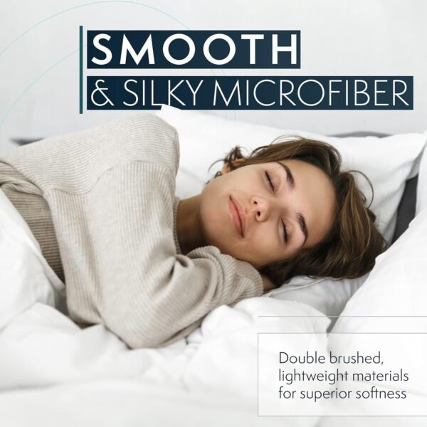 81A4mO-0rSL._AC_SL1500.jpg HC COLLECTION King Size Sheets Set, 4 pc Bed Sheets & Pillowcases Set - Machine Washable for Easy Care - Soft & Breathable All Season Microfiber Sheets with Deep Pockets - White