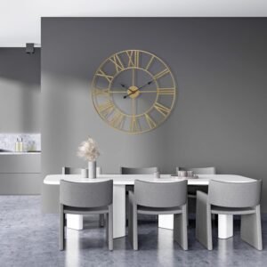 Sorbus Large Wall Clock for Living Room Decor, (40CM) 16 Inch Wall Clock Decorative, Metal Analog Roman Numeral Wall Clock Modern Wall Clocks - Large Clock Home Decor (Gold)