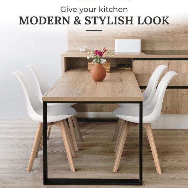 Mid-Century Modern Lounge Chair Set of 2 - High Back Rest, Soft Padded Seats & Solid Wood Legs - Dining, Living Room, Kitchen - DSW Shell Tulip Chair - White