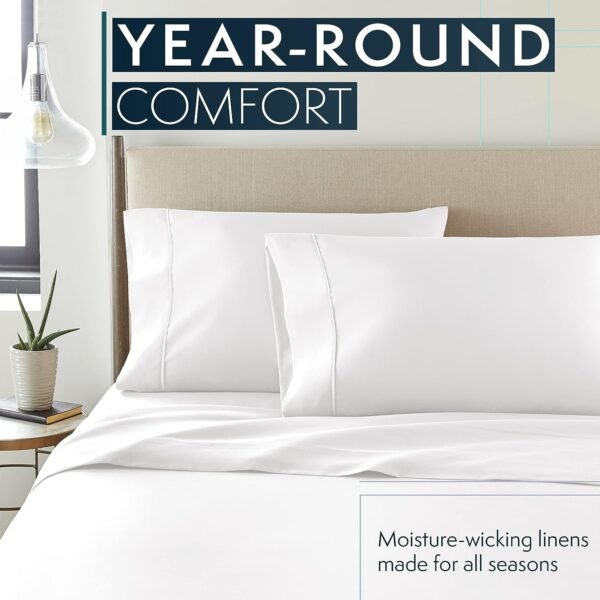 81BPNHyA3yL._AC_SL1500.jpg HC COLLECTION King Size Sheets Set, 4 pc Bed Sheets & Pillowcases Set - Machine Washable for Easy Care - Soft & Breathable All Season Microfiber Sheets with Deep Pockets - White