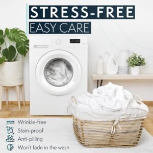 81Dv5iiRF5L._AC_SL1500.jpg HC COLLECTION King Size Sheets Set, 4 pc Bed Sheets & Pillowcases Set - Machine Washable for Easy Care - Soft & Breathable All Season Microfiber Sheets with Deep Pockets - White