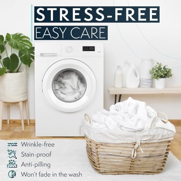 81Dv5iiRF5L._AC_SL1500.jpg HC COLLECTION King Size Sheets Set, 4 pc Bed Sheets & Pillowcases Set - Machine Washable for Easy Care - Soft & Breathable All Season Microfiber Sheets with Deep Pockets - White