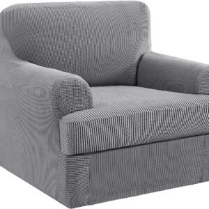 H.VERSAILTEX High Stretch Jacquard 2 Pieces Sofa Cover Couch Cover Furniture Sofa Slip Covers for Living Room, Polyester Spandex Jacquard Fabric Suit for T Cushion/Box Cushion (Sofa 72"-88", Navy)