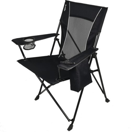 Kijaro Dual Lock Portable Chair with Cooler - Vik Black, Folding, Camping, 300 lb Capacity, 2 Cup Holders