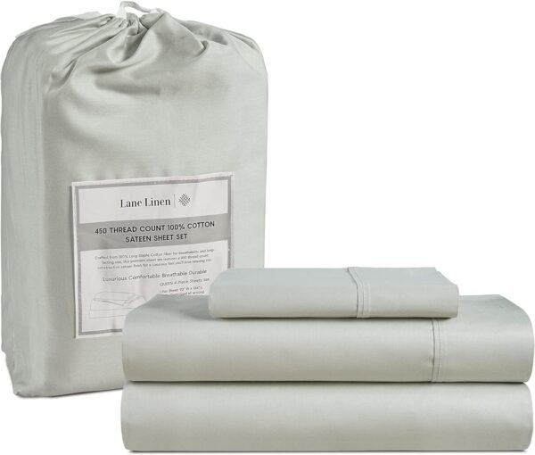 LANE LINEN Queen Sheet Set, 4 Pc Queen Size Sheets Set, 450 Thread Count 100% Cotton Sheets, Cooling Sheets Queen Size, Soft and Breathable Bed Sheets Queen, Deep Pocket Queen Sheets - Ivory