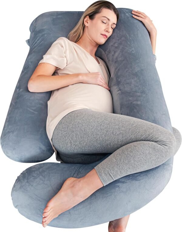 81JKsRFxNWL._AC_SL1500.jpg Cute Castle Pregnancy Pillows, Soft U-Shape Maternity Pillow with Removable Cover - Full Body Pillows for Adults Sleeping - Pregnancy Must Haves - Jumbo 57 Inch - Grey