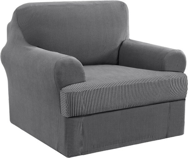 H.VERSAILTEX High Stretch Jacquard 2 Pieces Sofa Cover Couch Cover Furniture Sofa Slip Covers for Living Room, Polyester Spandex Jacquard Fabric Suit for T Cushion/Box Cushion (Sofa 72"-88", Navy)