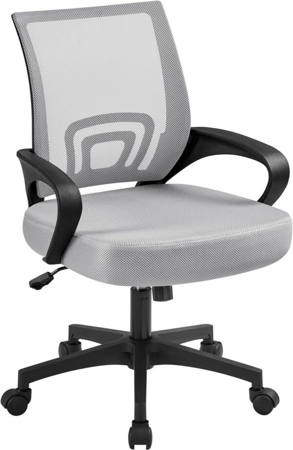 81LtMH51U2L._AC_SL1500.jpg Yaheetech Office Computer Desk Chair Swivel Rolling, Cute Task Chair Ergonomic Conference Room, Mesh Work Study Chair Basic Comfy Desktop Chair with Wheels Arms, Blue