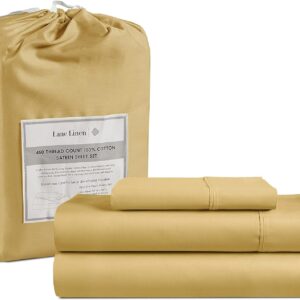 LANE LINEN Queen Sheet Set, 4 Pc Queen Size Sheets Set, 450 Thread Count 100% Cotton Sheets, Cooling Sheets Queen Size, Soft and Breathable Bed Sheets Queen, Deep Pocket Queen Sheets - Ivory
